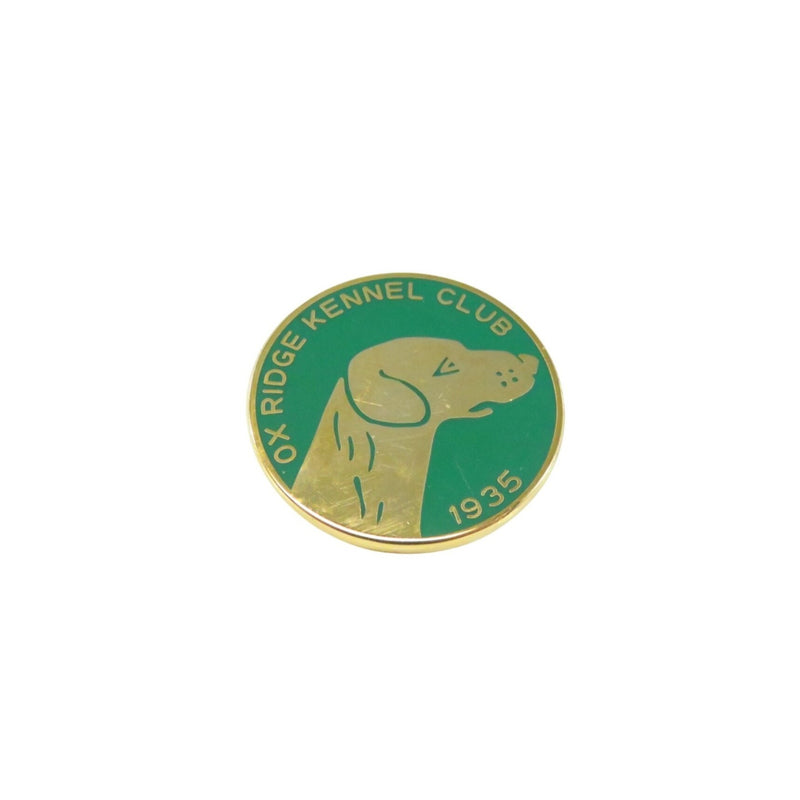 Ox Ridge Kennel Club 1935 Gold Tone Green Enamel Lapel Pin