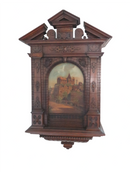 Rare 1899 Johann Adelhard German Painted Marquetry Inlaid Cabinet Nurnberg Castle — Collectibles:Clocks:Antique (Pre-1930):Sh