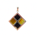 Vintage Kite Form Sterling Pendant Inlaid Tigers Eye & Onyx 2" Drop — Jewelry & Watches:Fine Jewelry:Fine Necklaces & Pendant
