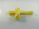 Vintage Hand Blown Art Glass Cross Pendant Yellow Orange and Opaque White Lampwork with Clear Glass Hanging Loop