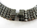 Vintage Sapphire Blue Glass Rhinestone Choker Necklace and Clip On Earrings Set, Mid-Century Japanned Gunmetal Costume Jewelry