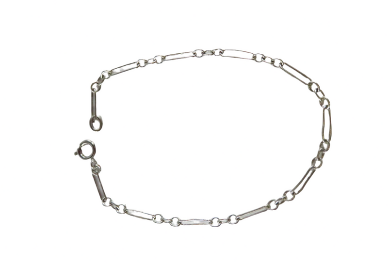 7 1/4" Sterling Silver Long Short Link Bracelet Spring Ring Closure