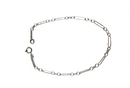 7 1/4" Sterling Silver Long Short Link Bracelet Spring Ring Closure — Sterling Silver, Silver — front view