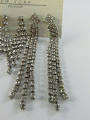 Nicole Miller New York Occasion Rhinestone Dangle Earring Set with Chevron and Fringe Drops plus Gold-Tone Woven Knot Studs