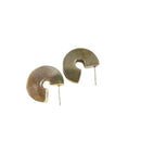 C-Shaped Hoop Earrings In Silver Plate With Yellow Backings — Silver — front view