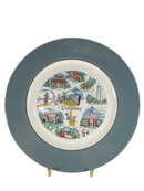 Delaware Souvenir Plate – State Landmarks Triomphe USA Gray Border 10¾” — front view