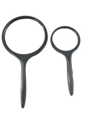 Bausch & Lomb USA Hand Magnifier Set (2) – 4" & 2 5/8" Lenses, Dark Gray Plastic — front view