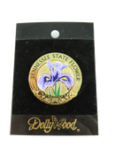 Dollywood Tennessee State Flower Iris Enamel Pin on Original Card 1.5 Inch Souvenir Collectible Badge
