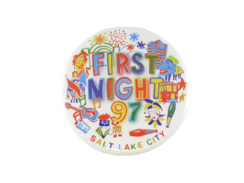First Night 1997 Salt Lake City Vintage Pinback Button — front view