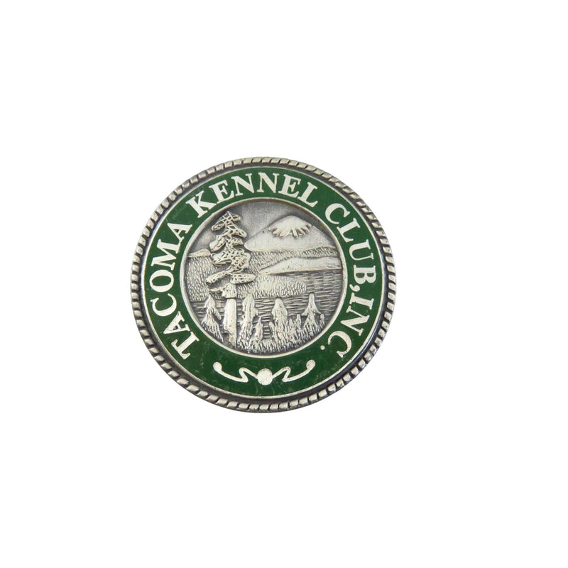 Tacoma Kennel Club Inc. Green & Silver Enamel Lapel Pin 1 3/4" Diameter