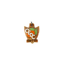 1956 CEDC Dog Medal Copper Color Enamel Orange & Leaf Arrowhead Form — Enamel — front view