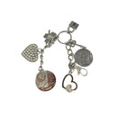 Mixed Metal Charm Keychain With Heart & Four-Leaf Clover Charms By Jenny Syquia — Silver — front view
