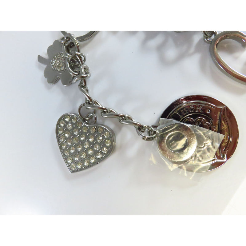 Mixed Metal Charm Keychain With Heart & Four-Leaf Clover Charms By Jenny Syquia