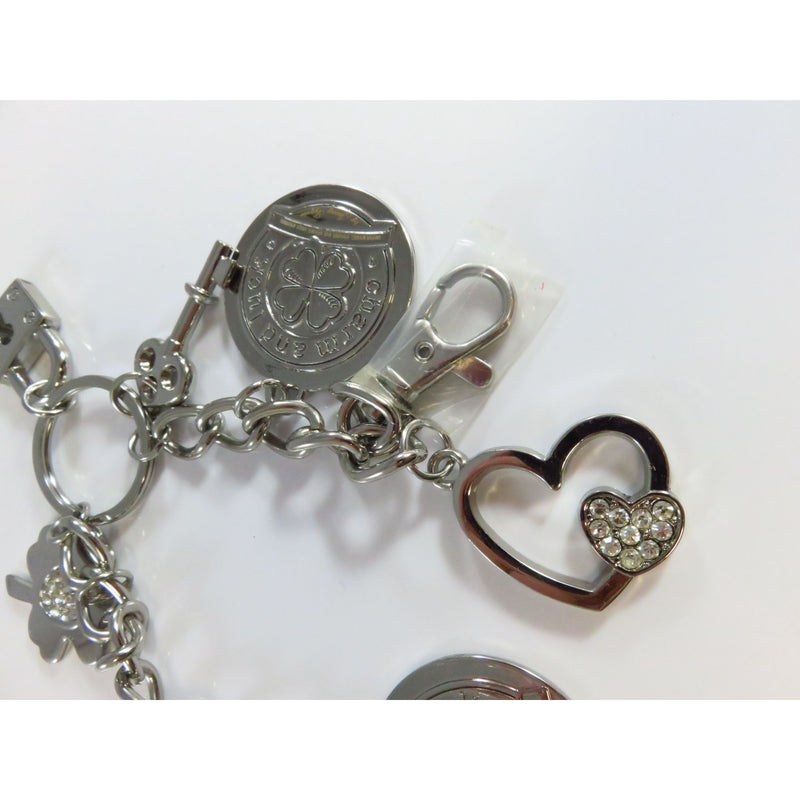 Mixed Metal Charm Keychain With Heart & Four-Leaf Clover Charms By Jenny Syquia