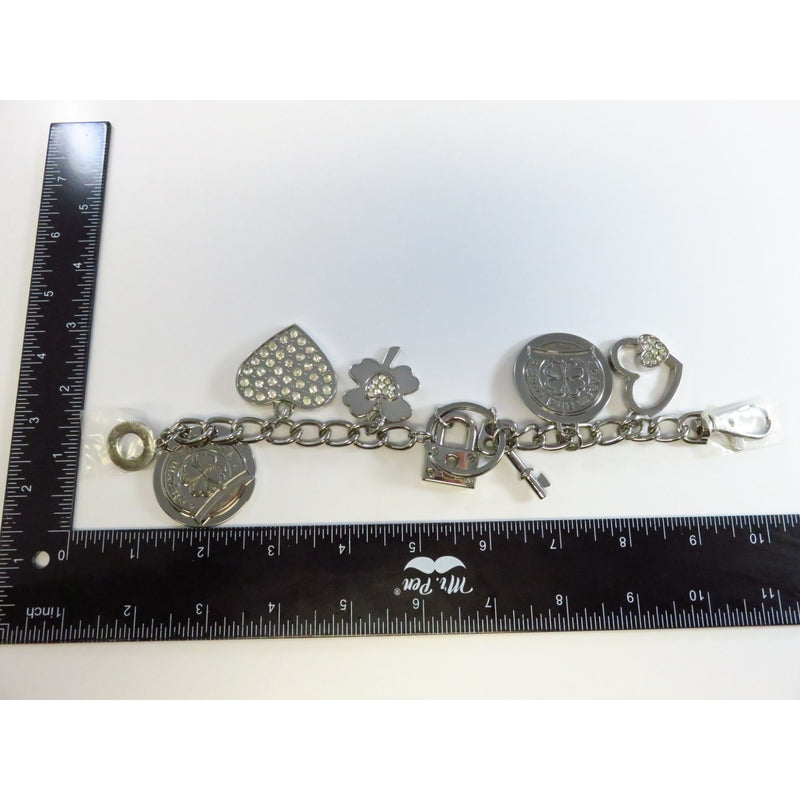 Mixed Metal Charm Keychain With Heart & Four-Leaf Clover Charms By Jenny Syquia