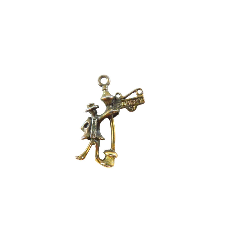 Sterling Silver Bourbon Street New Orleans Travel Charm Man Leaning Against Street Lamp Gold Gilt