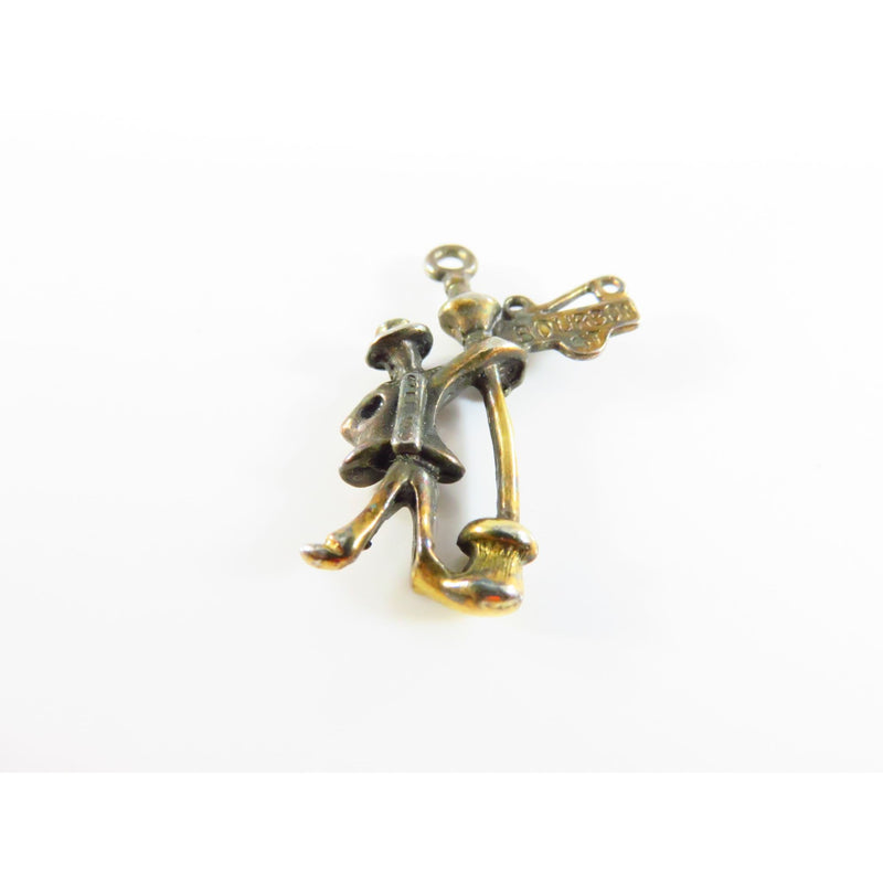 Sterling Silver Bourbon Street New Orleans Travel Charm Man Leaning Against Street Lamp Gold Gilt