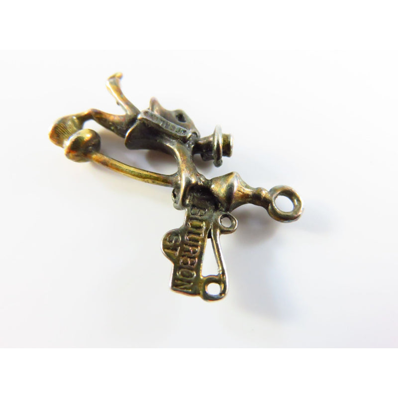 Sterling Silver Bourbon Street New Orleans Travel Charm Man Leaning Against Street Lamp Gold Gilt