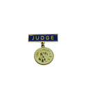 Vintage Canterbury L.K.A. Judge Badge Gold Tone Blue & White Enamel 2-Piece Moller & Young — Gold, Enamel — front view