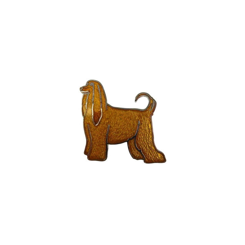 Afghan Hound Dog Lapel Hat Pin Silver Tone Brown Enamel Pre-Owned 1 1/8" High — Silver, Enamel — front view