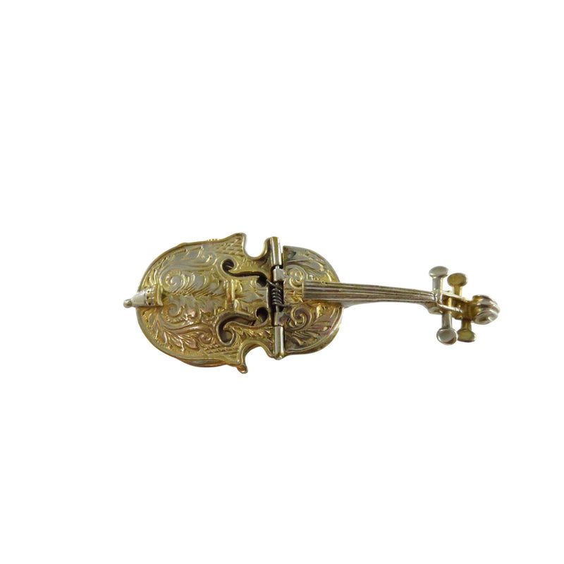 Saks Fifth Avenue 17 Jewel Mechanical Watch Brooch Cello Form Gold Tone for Restoration or Parts