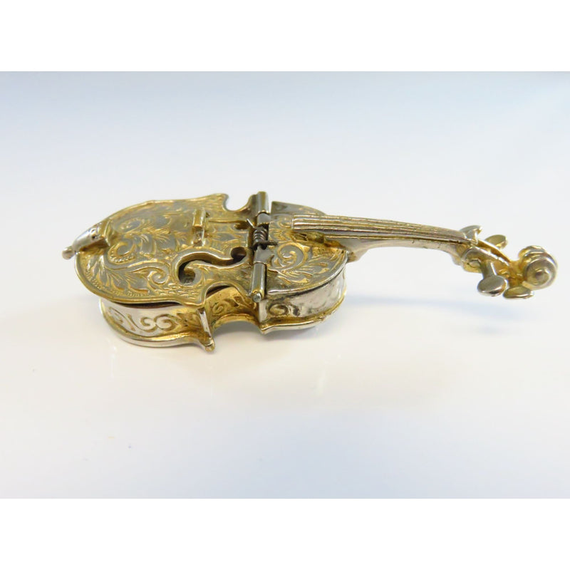 Saks Fifth Avenue 17 Jewel Mechanical Watch Brooch Cello Form Gold Tone for Restoration or Parts