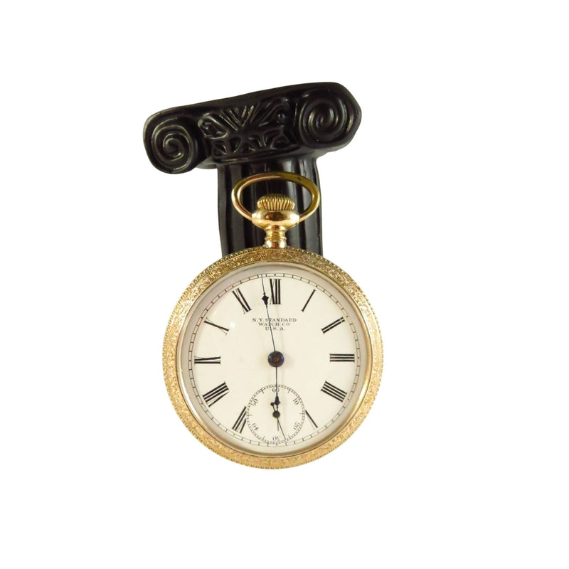 New York Standard Watch Co Grade 61 Model 9 Open Faced Pocket Watch For Repair — Watches • Gold • Ruby, Sapphire — front view