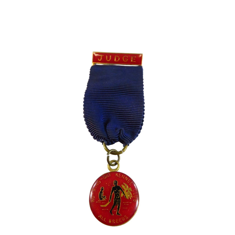 Vintage Ku-Ring-Gai Kennel Club Judges Ribbon Medal Blue & Red Enamel Gold Tone By Patricks Of Sydney Australia