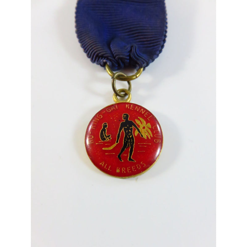 Vintage Ku-Ring-Gai Kennel Club Judges Ribbon Medal Blue & Red Enamel Gold Tone By Patricks Of Sydney Australia