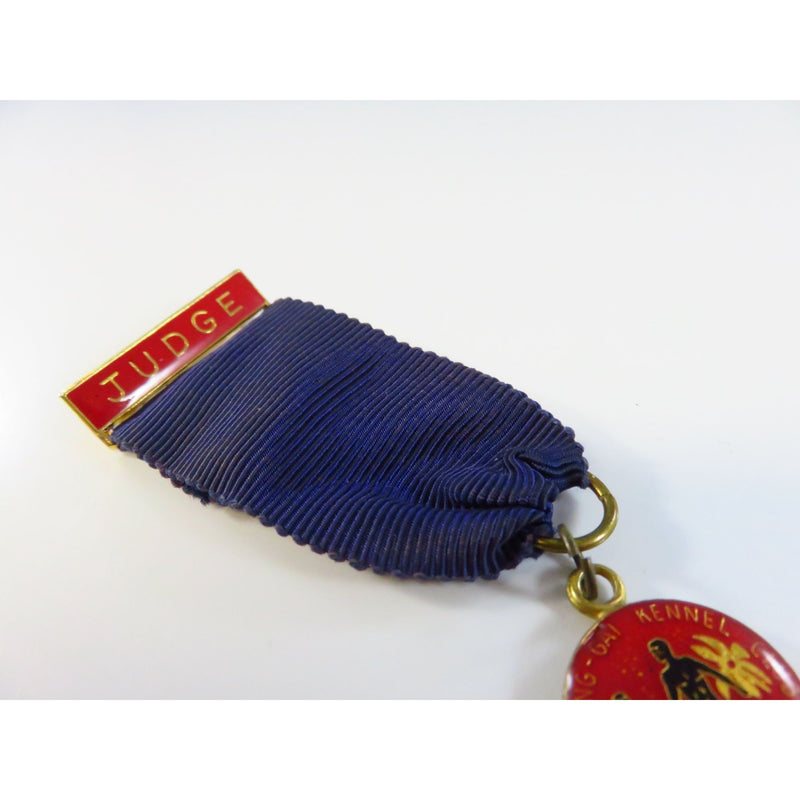 Vintage Ku-Ring-Gai Kennel Club Judges Ribbon Medal Blue & Red Enamel Gold Tone By Patricks Of Sydney Australia