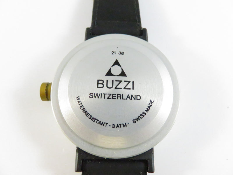 Buzzi Switzerland Swiss Made Interroll Promotional Quartz Wrist Watch 37.8mm Case Vintage Design