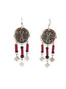 Pre-owned Shield Earrings with 3 Dangling Accents 2 1/2" Sterling Wire Hoods — Jewelry & Watches:Vintage & Antique Jewelry:Fi