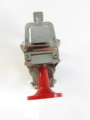 Vintage TWC Co Logic Quartz Miniature Barber Chair Clock Japan Red Enamel Novelty Collectible