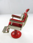 Vintage TWC Co Logic Quartz Miniature Barber Chair Clock Japan Red Enamel Novelty Collectible