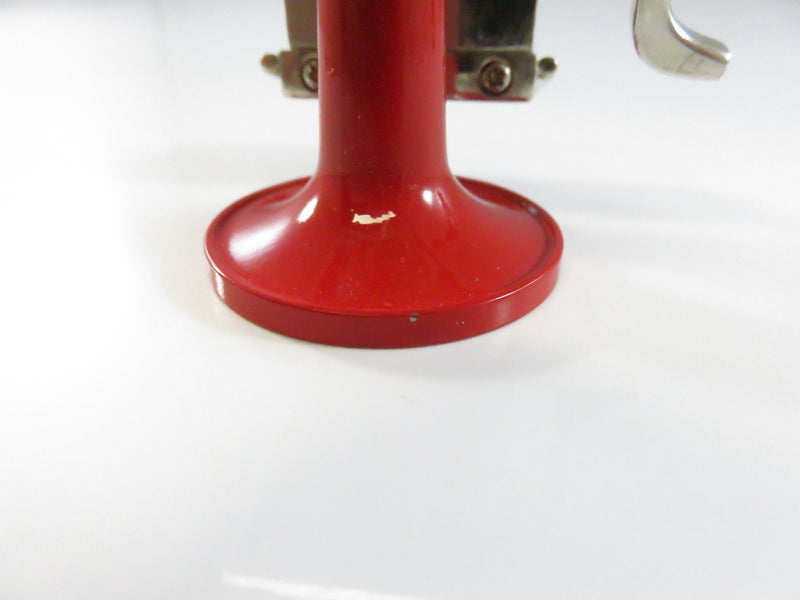 Vintage TWC Co Logic Quartz Miniature Barber Chair Clock Japan Red Enamel Novelty Collectible