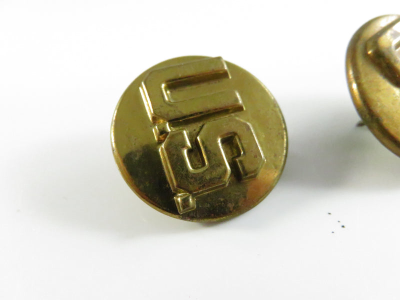 U.S. Army Enlisted “U.S.” Collar Disk Pair DOMAR Vietnam Era Brass