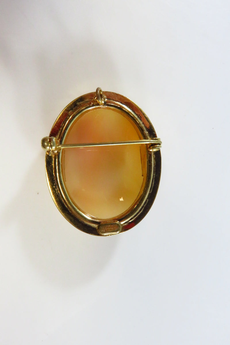 Catamore Gold Filled Carved Cameo Brooch Pendant 1 3/8" x 1 1/8