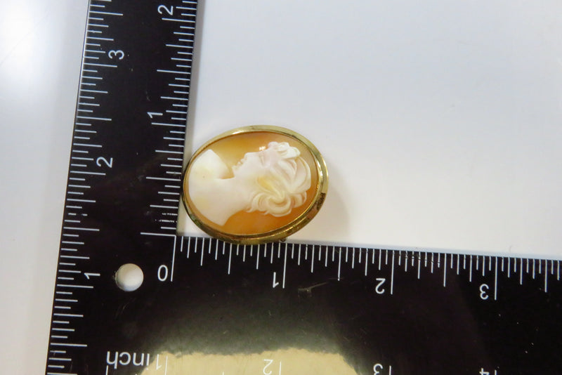 Catamore Gold Filled Carved Cameo Brooch Pendant 1 3/8" x 1 1/8