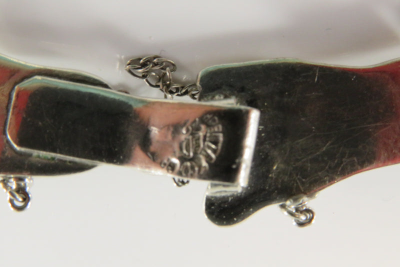 Vintage Taxco Sterling Silver Turquoise Feet Bracelet E.D.P 7" TL Hook Clasp