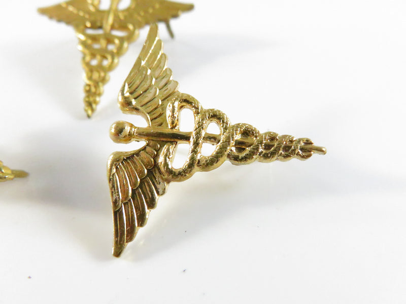 U.S. Army Medical Corps Caduceus Collar Insignia Lot of 3 Vietnam Era Brass