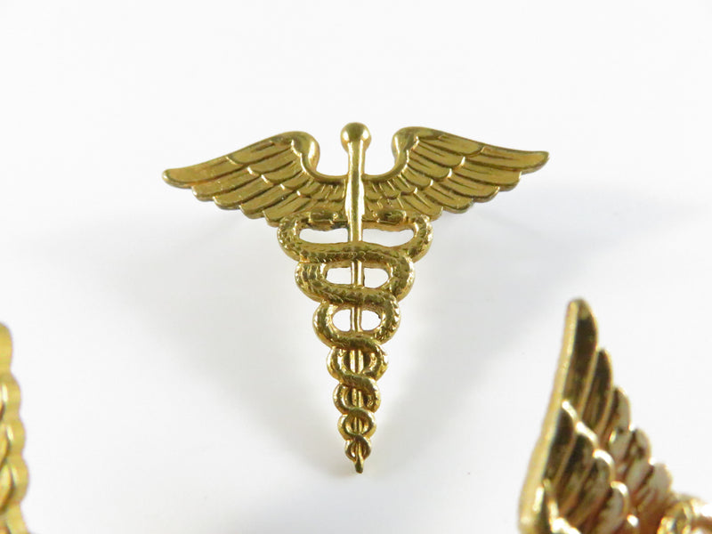 U.S. Army Medical Corps Caduceus Collar Insignia Lot of 3 Vietnam Era Brass