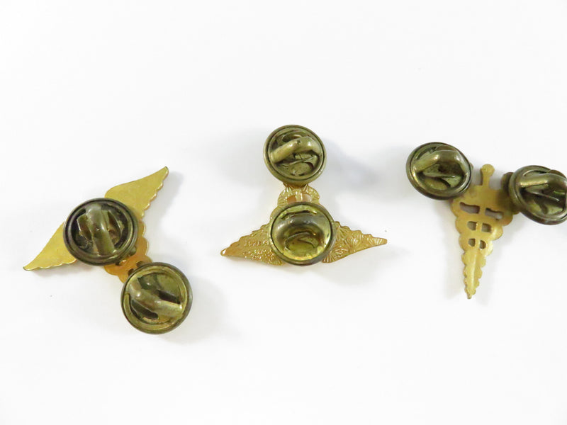U.S. Army Medical Corps Caduceus Collar Insignia Lot of 3 Vietnam Era Brass
