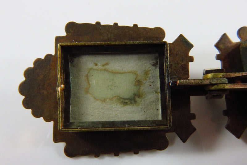 Pocket Watch Photo Locket FOB Pendant Gold Gilded 1 1/2" x 7/8"