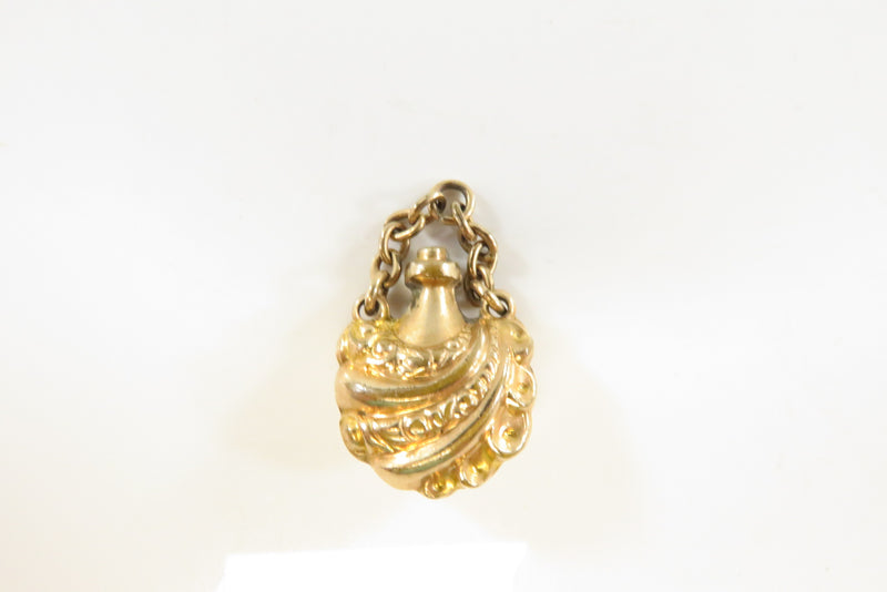 Small Antique Gold Fill Victorian Style Scent Bottle Charm with Chain