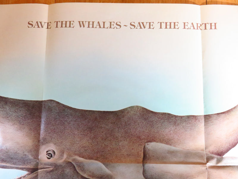 1975 Save The Whales Save the Earth Sperm Whale Hippie Poster 35" x 23.5" Approx