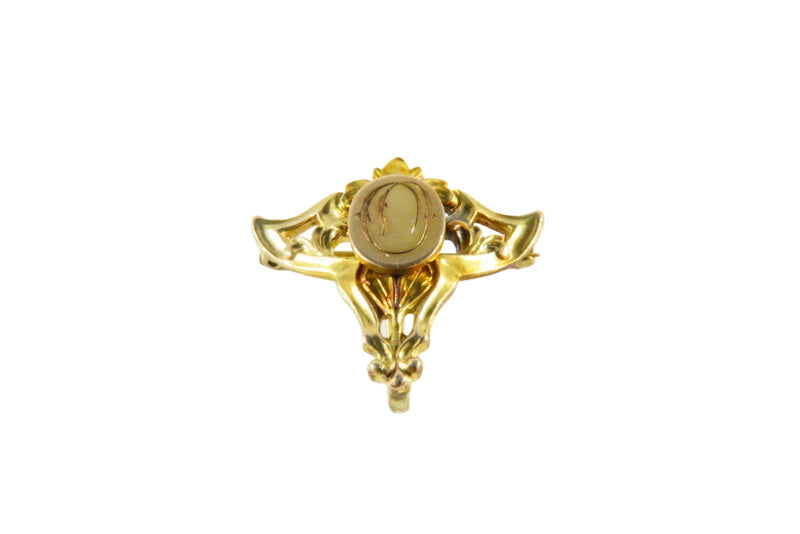 Foster & Bailey Gold Tone Vanity Lepal Watch Brooch Antique