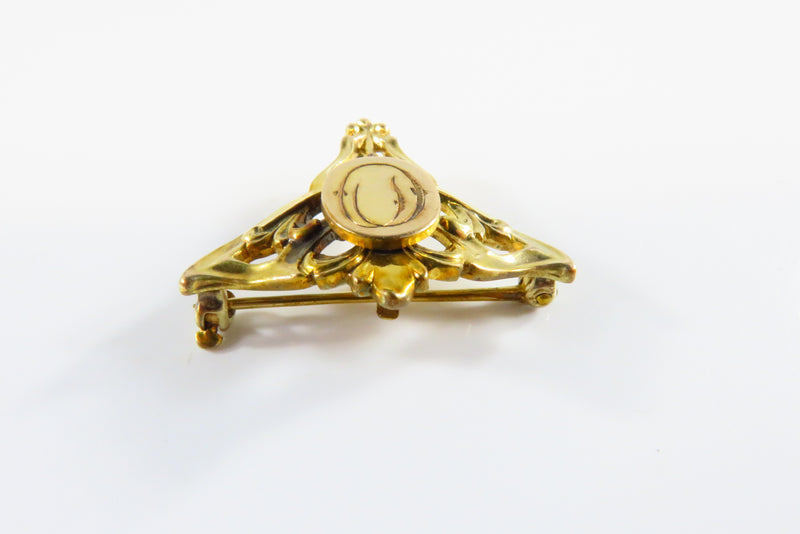 Foster & Bailey Gold Tone Vanity Lepal Watch Brooch Antique