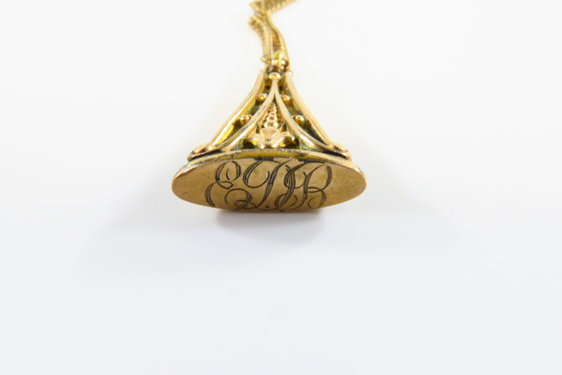 Gold Filled Monogrammed Watch Fob Seal Necklace for Repurpose Restoration