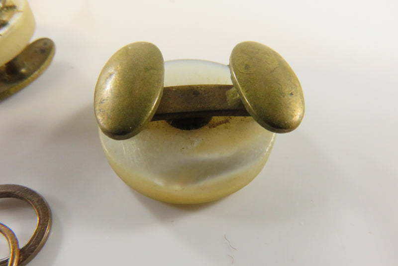 Victorian Monogram W Gilded MOP 2 Button Cufflink Cuff Set in Box