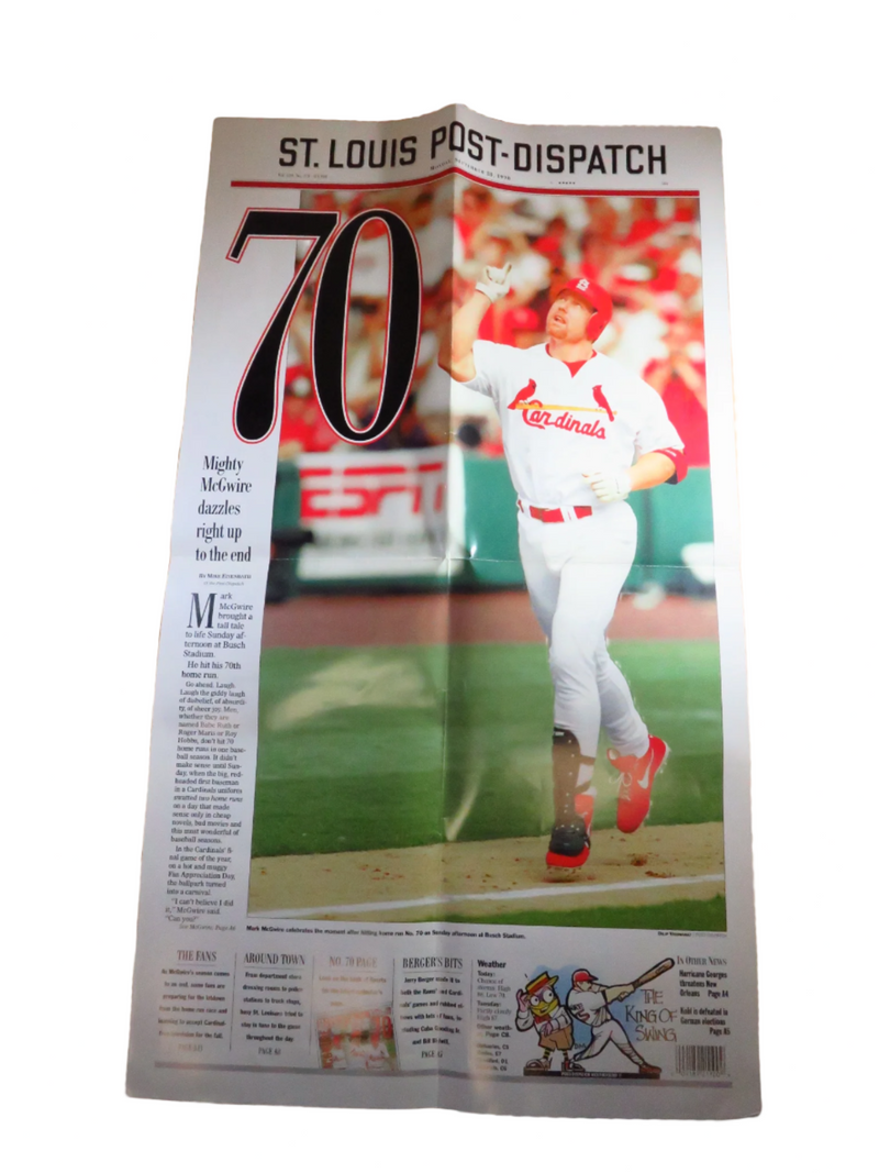 Iconic St Louis Post Dispatch Mark McGwire 70 Home Runs Poster